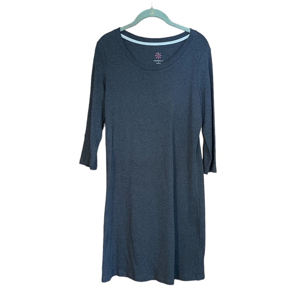 Isaac Mizrahi Live! Essentials 3/4 Sleeve Cotton Knit Dress Charcoal Size Small
